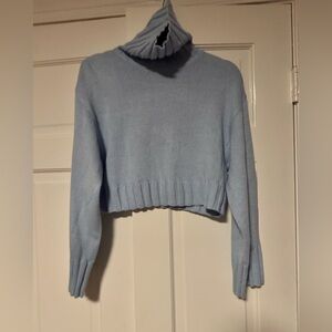 Divided Sky Blue Women's Turtleneck cropped Sweater